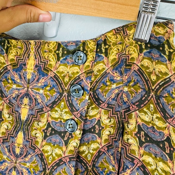 Free People Lovers Lane Pleated Mini Skirt Button Detail Sz 2 Side Zip - Picture 9 of 9